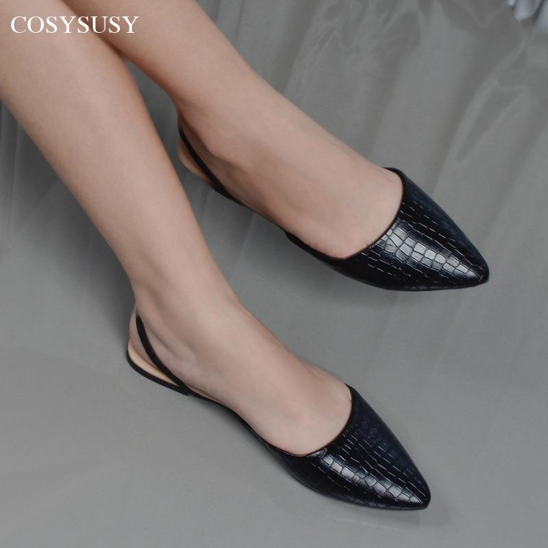 Casual pointed two sandals, new stone pattern flats for women, flat heels for women