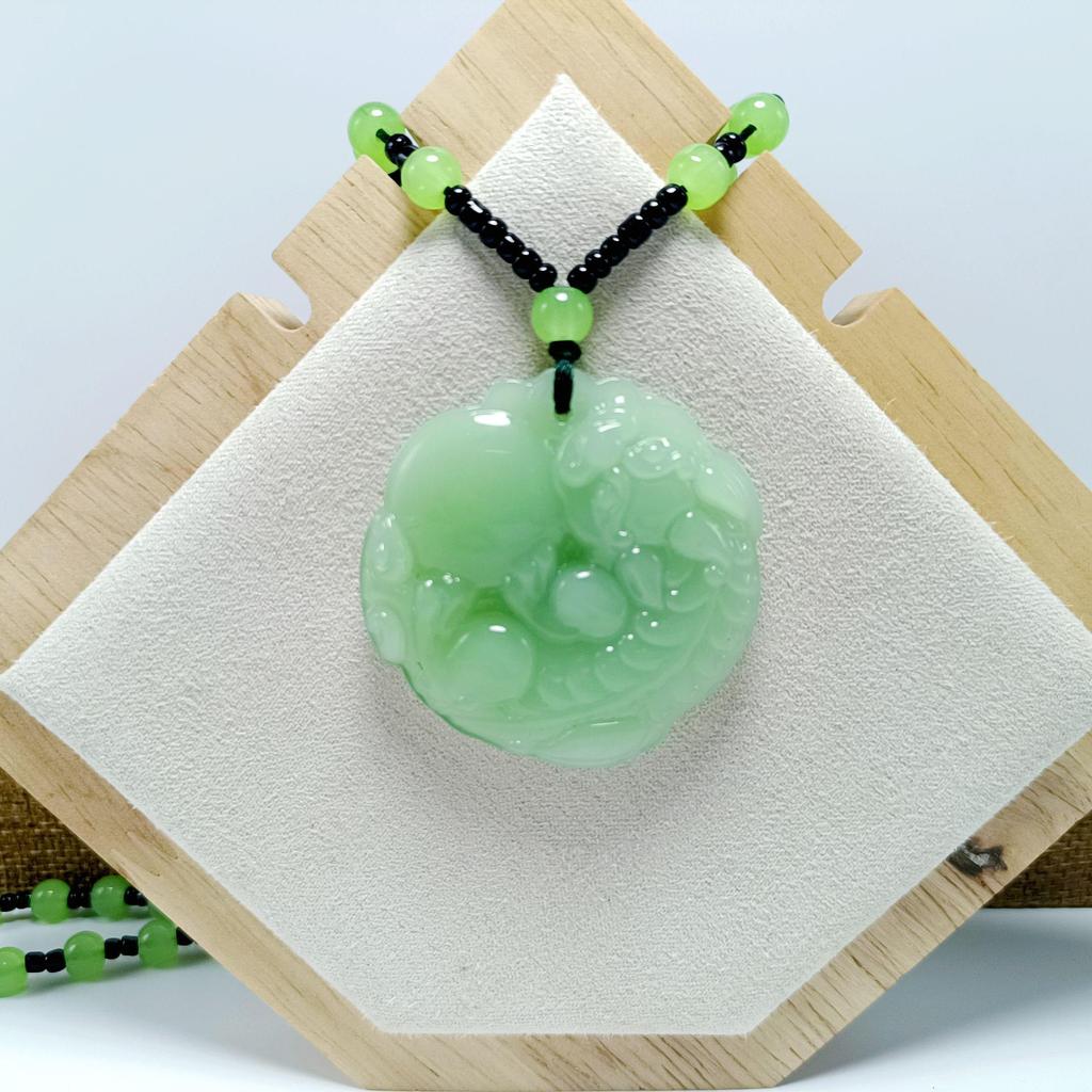 Pixiu Jade Pendant Necklace with Peace Buckle - Unisex Long Sweater Chain