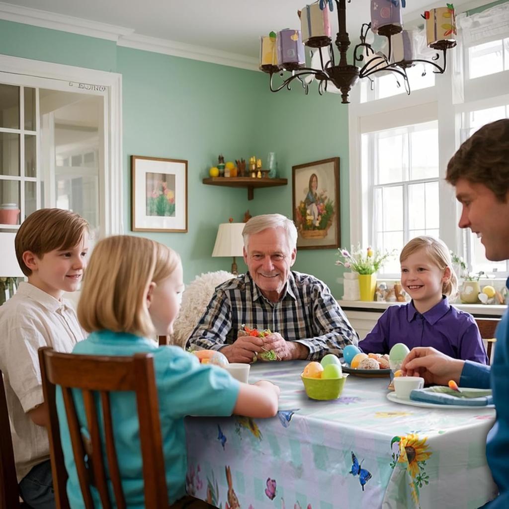 3 Pcs Easter Tablecloths, Disposable Plastic Table Cover for Party Dinner Decor, 54 x 108 Inch Rectangular(Bunny Floral Eggs)
