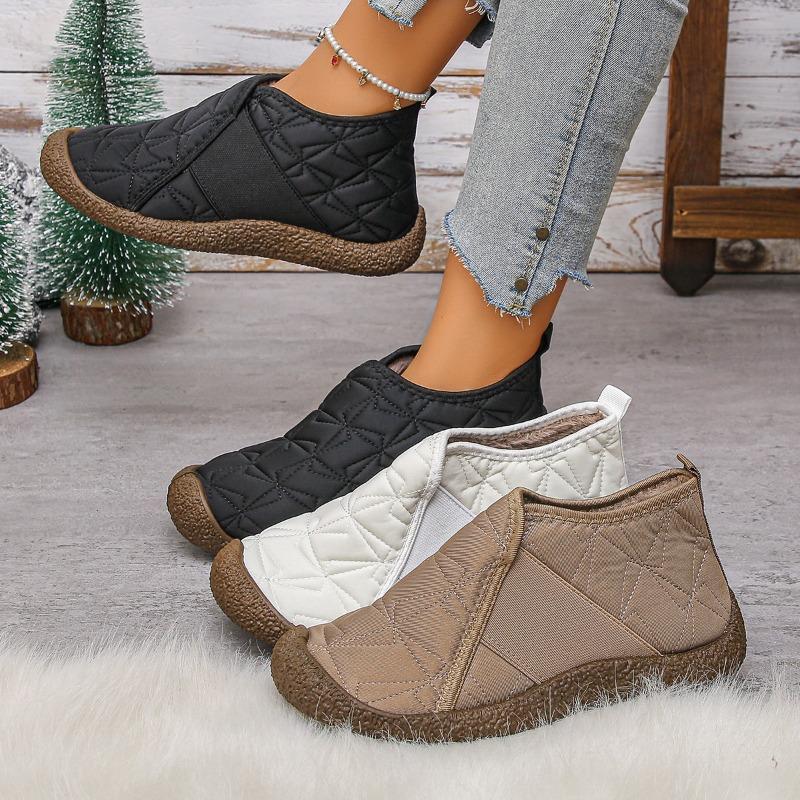 Cotton shoes women's new winter flat boots fleece thickened one pedal fashion casual snow boots women's shoes short boots