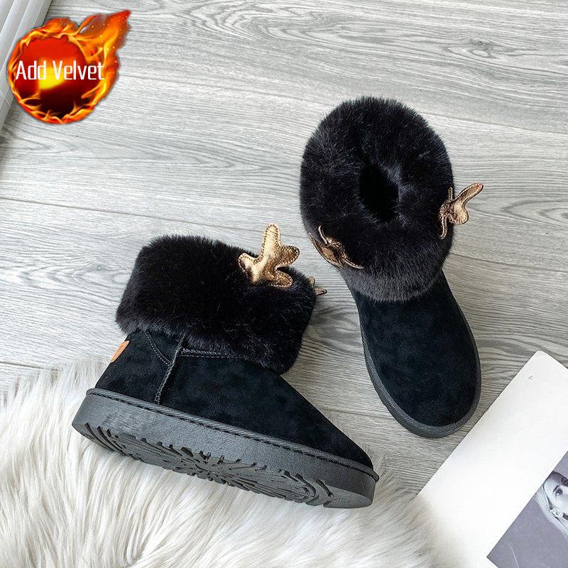 

Fashion Kawaii Round Toe Woman Shoes Winter High Quality Snow Boots for Women Hot Designer Luxury Y2k Footwear Work Fleece-lined Booties 35