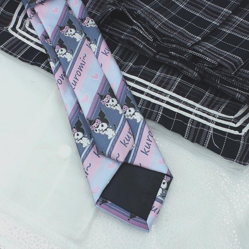 Trendy Arrowhead Type Tie With Kuromi And Sanrio Stripes