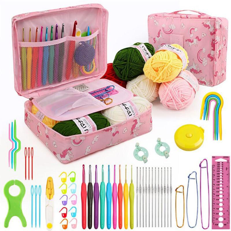 Beginner's 58-Piece Crochet Starter Kit - Complete Set with Portable Wool Knitting Tools