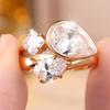 S/set White Zircon Water Drop Stone Ring Sets For Women Vintage Gold Color Engagement Bands Wedding Jewelry Accessories