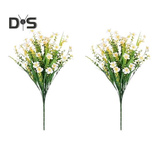 2 Pcs Artificial Flowers Bundle UV-Resistant Faux Plants Non-fading Fake Flowers for Home Vase Basket Window Box Outdoor Decoration