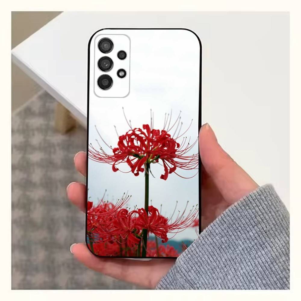 Red Spider Lily Flowers Case For Samsung S21,S20,S10,Plus,S9,S22,S25,Ultra,S24,S23,FE,Lite,Soft Silicone Black