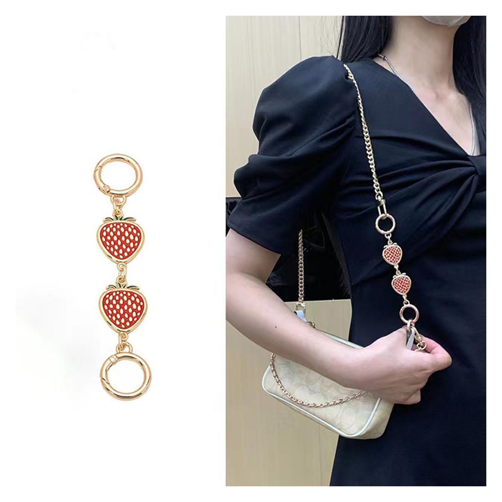 Purse Chain Strap Extender Strawberry Shape Bag Extension Chain Metal Bag Chain Strap Extender DIY Replacement Chains