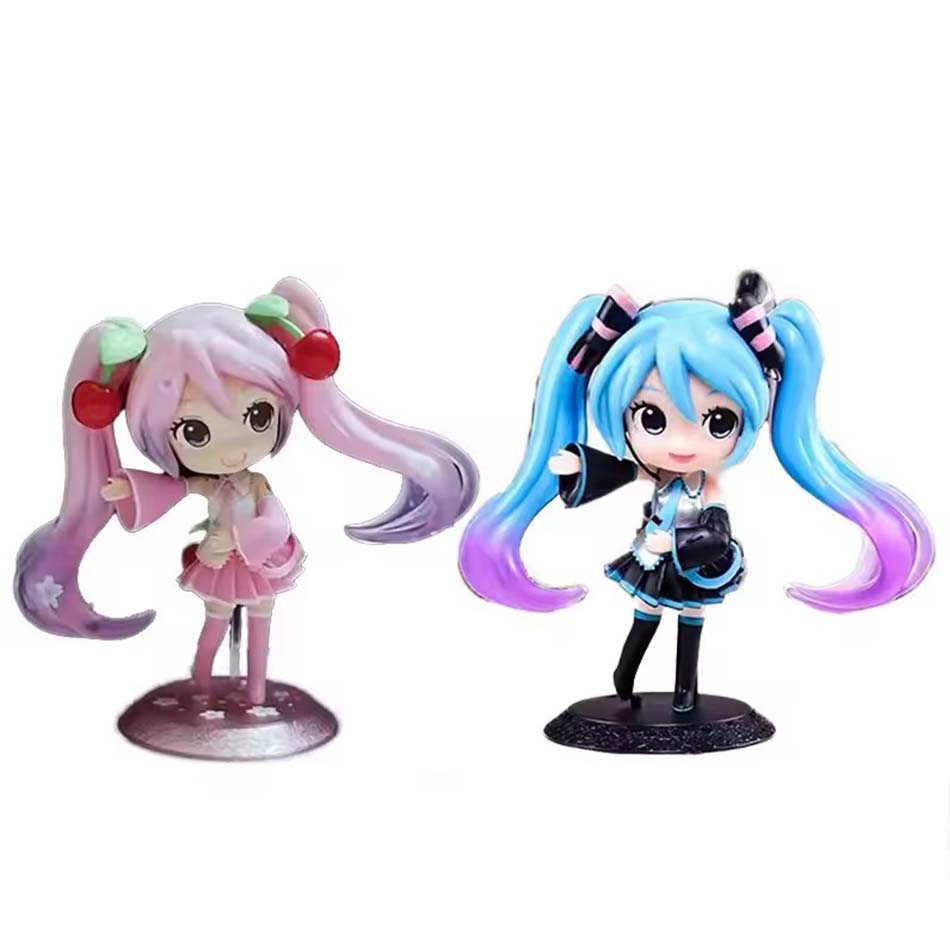 Hot sold Hatsune Miku Figure Mini Character Ornaments Kawai Pink Green Hatsune Home desk Decoration Adult Toy