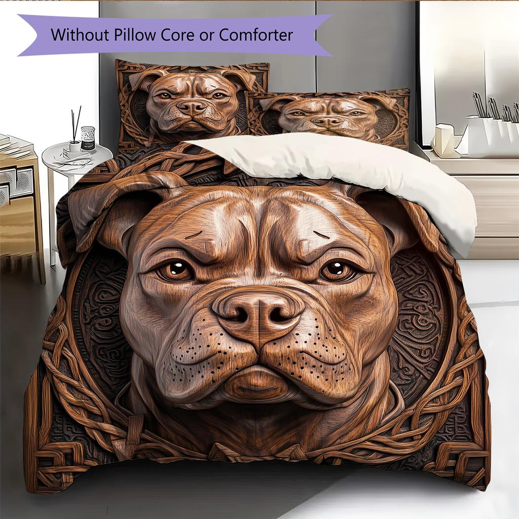 Vintage Pitbull Pattern Bedding Home Decoration Birthday Gift (1 * duvet cover + 2 * pillowcase, without core)