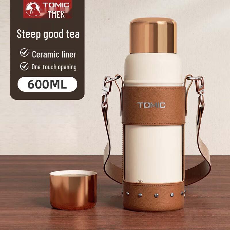 TOMIC 600ML Ceramic Lined Insulated Tea Mug with Titanium Infuser