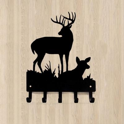 Deer Family #2 Key Rack Hanger - Brand New 6 Inch Wide Metal Wall HookLiving Room/Home Decoration