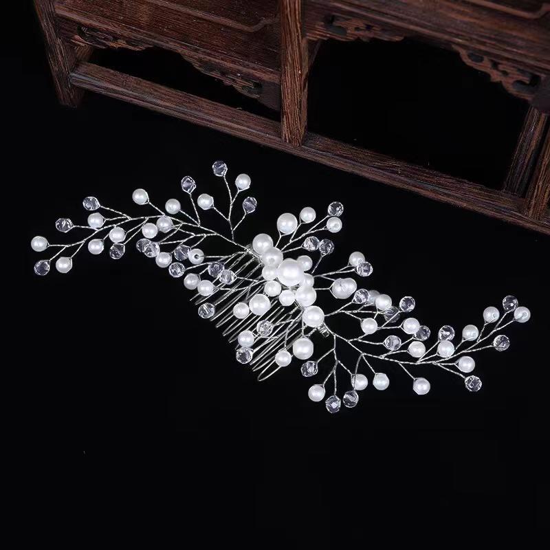 Kobiety Biżuteria do włosów dla nowożeńców Crystal Peals Grzebienie do włosów Suknia ślubna Akcesoria do włosów Szpilki do włosów Ręcznie robione ozdoby do włosów