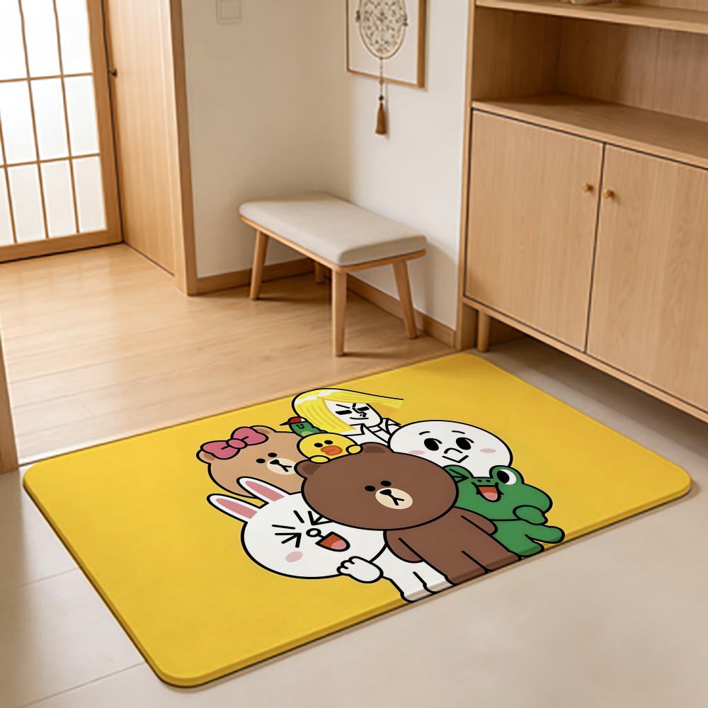 ANIME B-Brown Bear Floor Mat Absorbent Floor Mat Non-Slip Entrance Rug for Bathrooms Restrooms and Toilets
