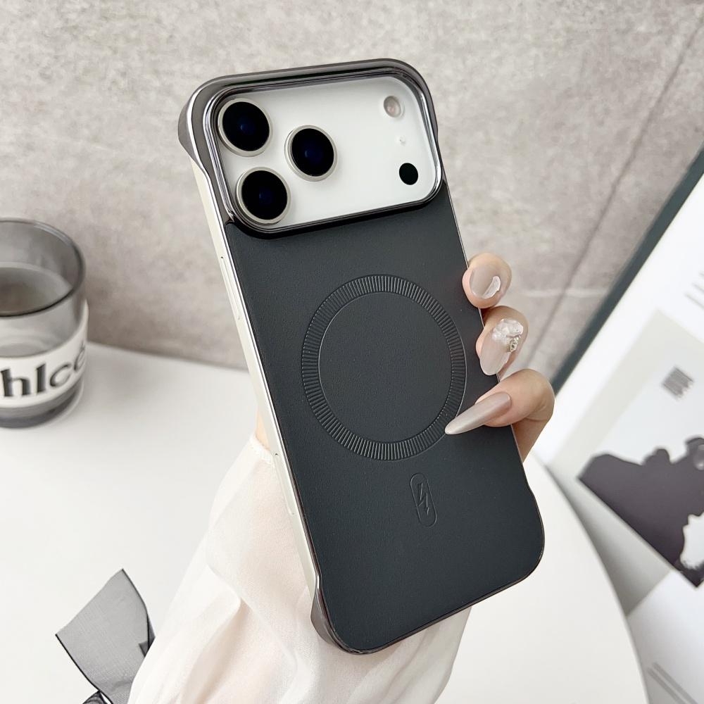Plating Frameless Matte Leather Magnetic Case For For Iphone 17 Pro Max 16 13 14 15 Plus For Magsafe Thin Heat Hissipation Cover