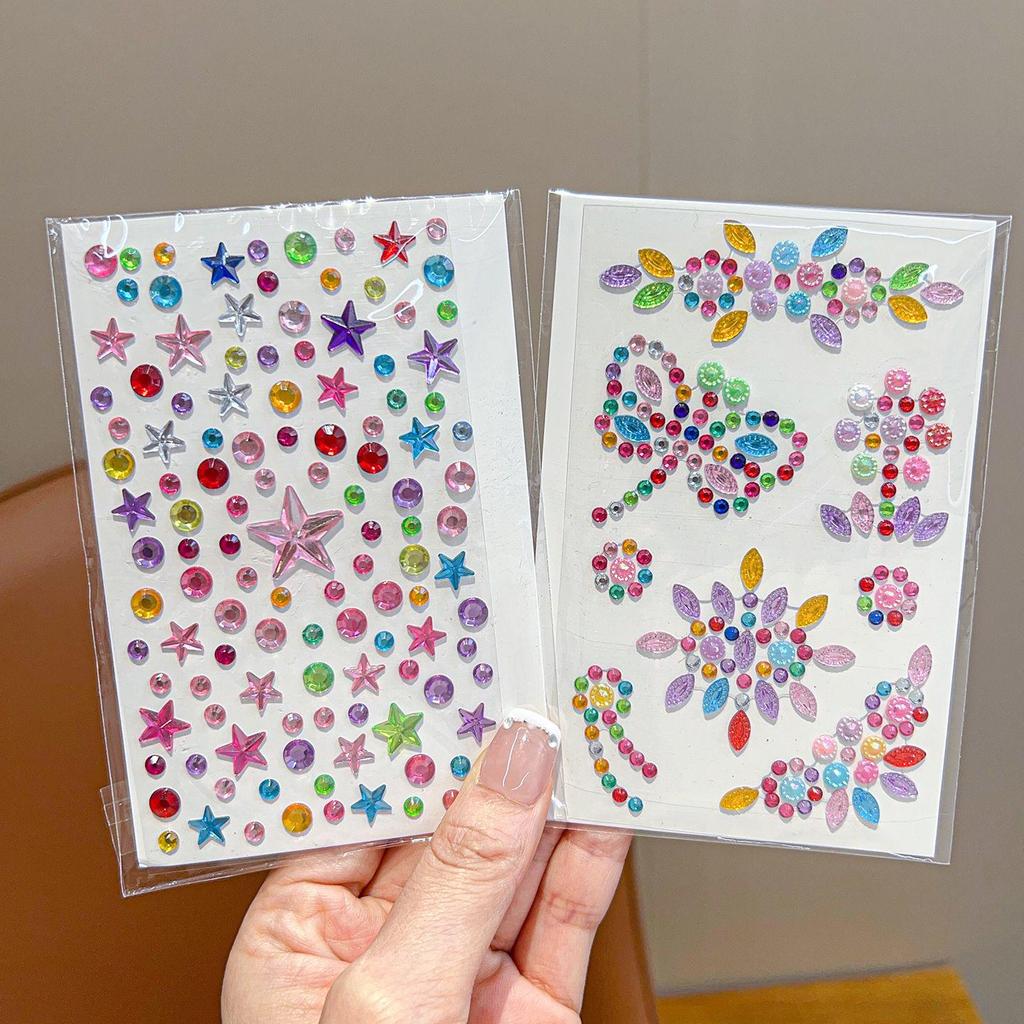 Acrylic Rhinestone Sticker Set: Heart, Crown, Butterfly, Moon, Animal Designs
