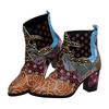Bohemian Plus Size High Heel Martin Boots - Ethnic Style Patchwork Leather for Women