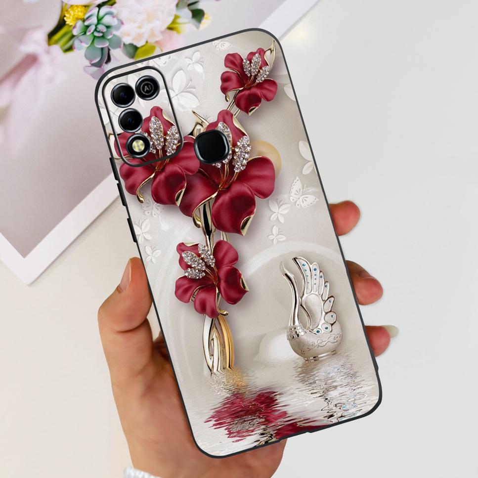 For Infinix Hot 11 Play 6.82" Soft Silicone Phone Cases For Infinix Hot 11 Play 11play 10Play Cover Luxury Flowers Funda Capa
