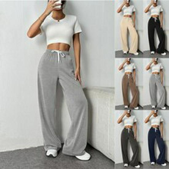 2025 Autumn Asymmetrical Long-Sleeve T-Shirt & Wide-Leg Pants Casual Loungewear Set