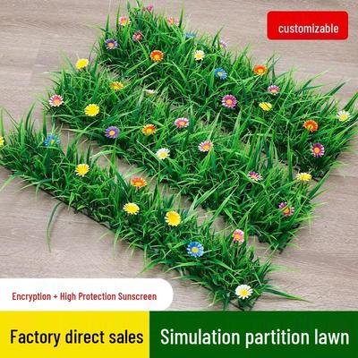 Artificial Flower Grass Mat with Decorative Partition for Lawn and Home Landscaping