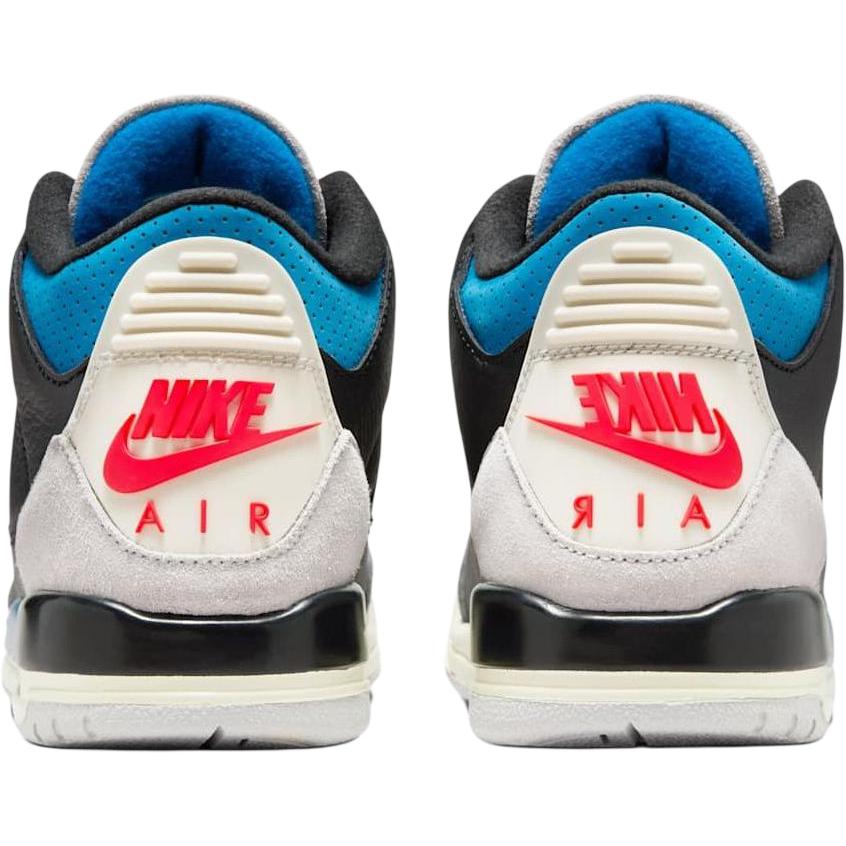 New Jordan Air Jordan 3 Anti Slip Wear Resistant Mid Top Children's Basketball Shoes Black Gray Unisex IB8968-004