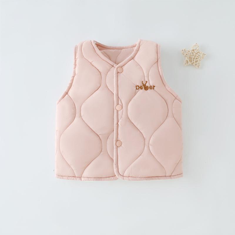 

Корейский детский жилет, детский зимний теплый, универсальный, с вышивкой из мультфильмов, трехслойный, с хлопковой подкладкой на плечах 100 розовый