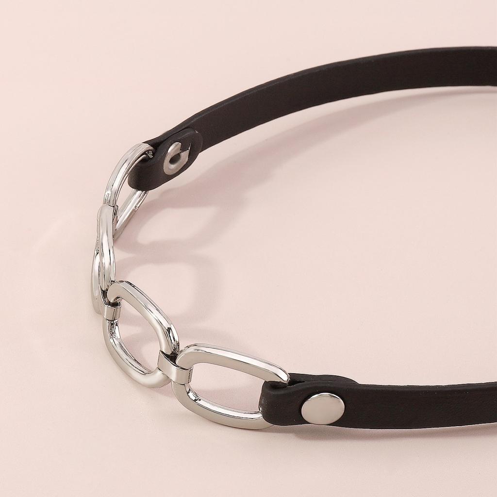 Women European Trend Choker Exaggerated Leather Chain Splice Necklace Harajuku Punk Bracelet For Women