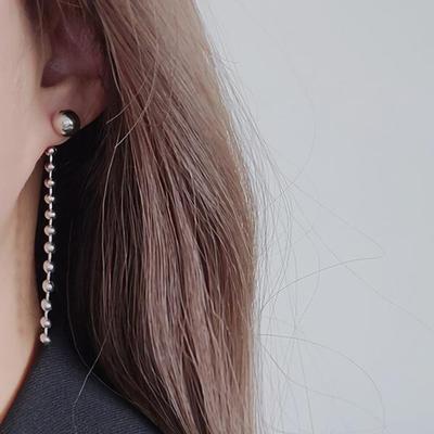 Women's Daily Accessory Sari Bolbol Longline Long Earrings