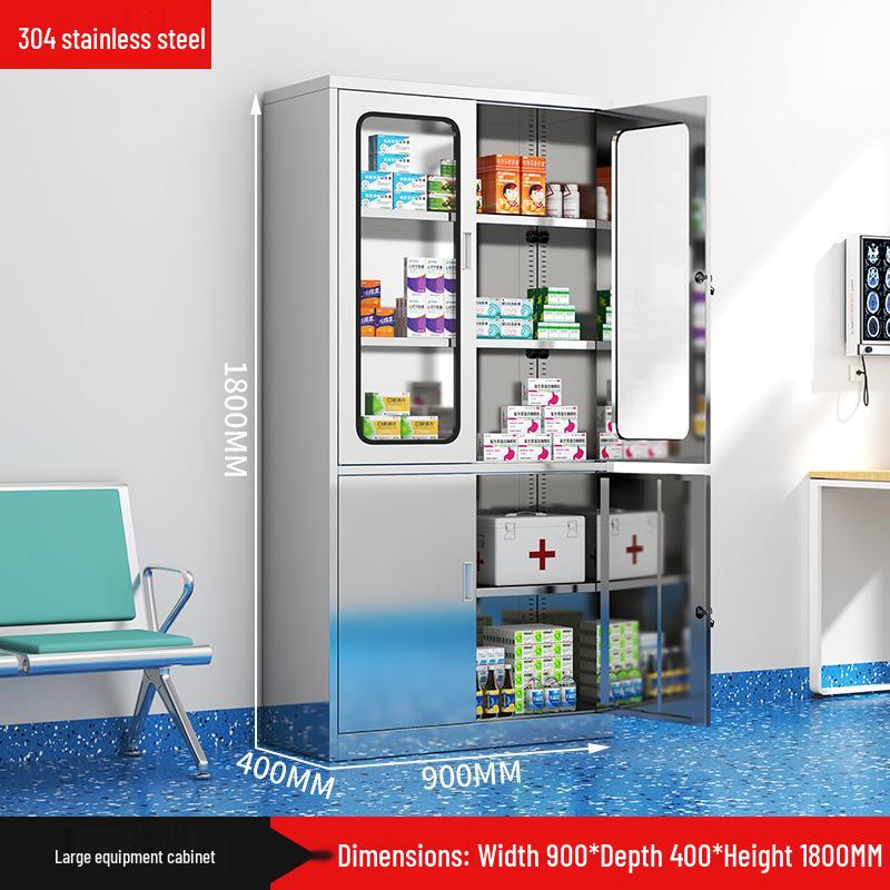 304 Stainless Steel Medical & Filing Cabinet with Locker