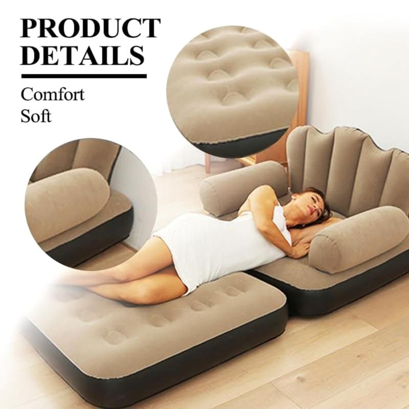Multiple Position Adjustable Air Sofa Bed Waterproof PVC Fabric Foldable Furniture For Apartment Dorm Outdoor Relaxation
