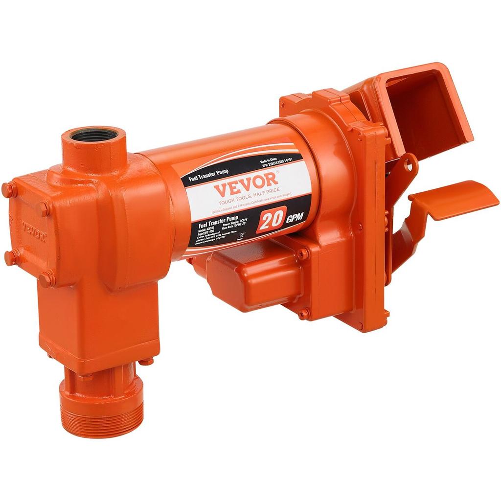 Fuel Transfer Pump, 12V DC 20 GPM 1/4 HP, High Flow Cast Iron Gasoline Extractor Pump with Fuel Collection Box Design for Gasoline, Diesel, Kerosene,