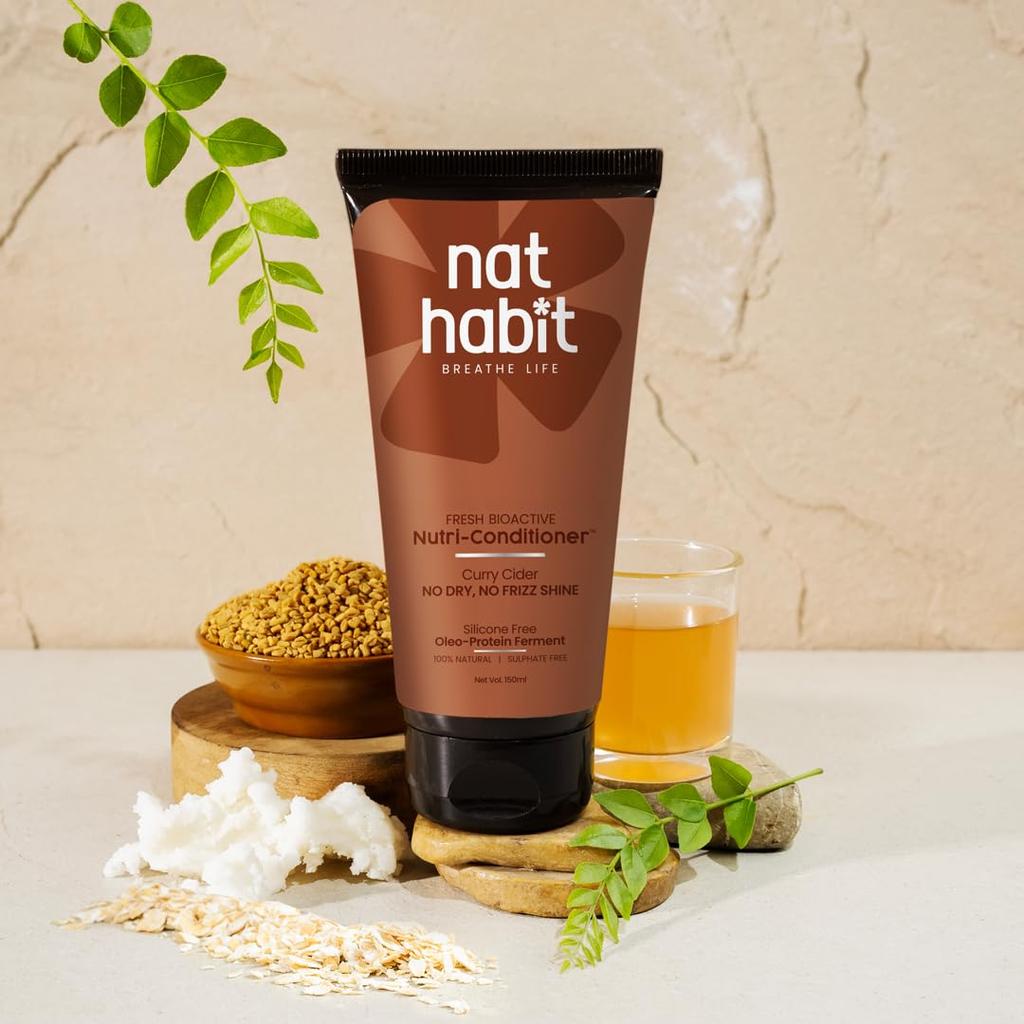 Nat Habit Set Cura Capelli Curry Cider Con Shampoo 250ml E Balsamo 150ml Per Idratazione Profonda E Lucentezza Naturale