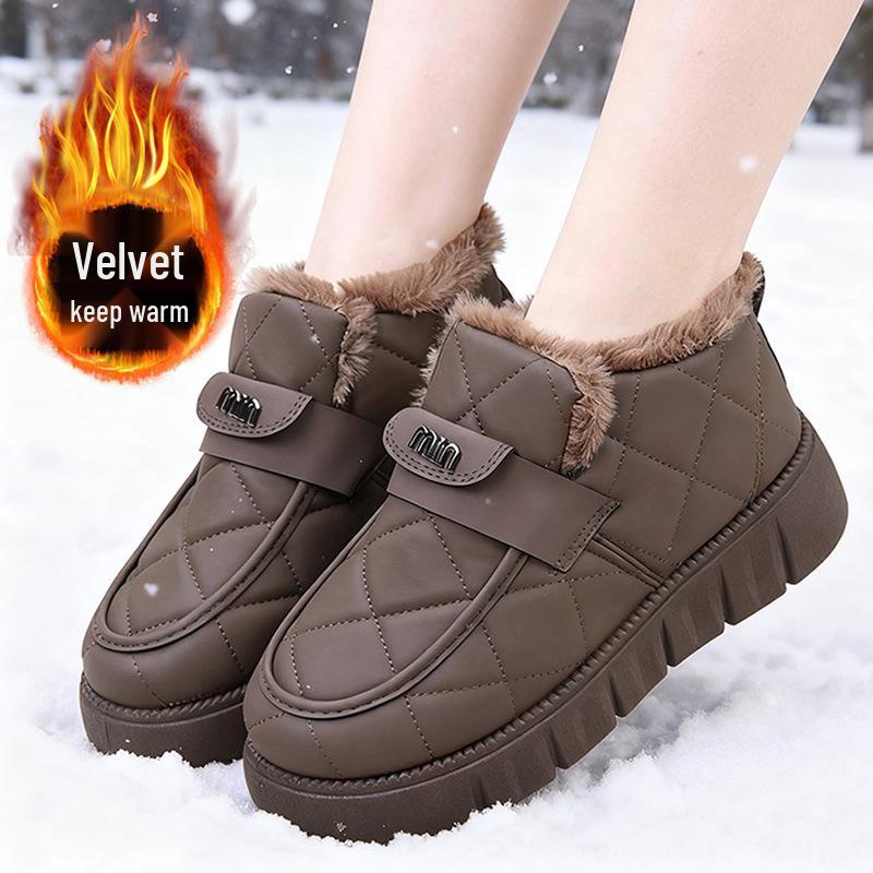 Dámské pohodlné zimní nazouvací boty s sametovou podšívkou - Univerzální měkká podrážka Boby boty