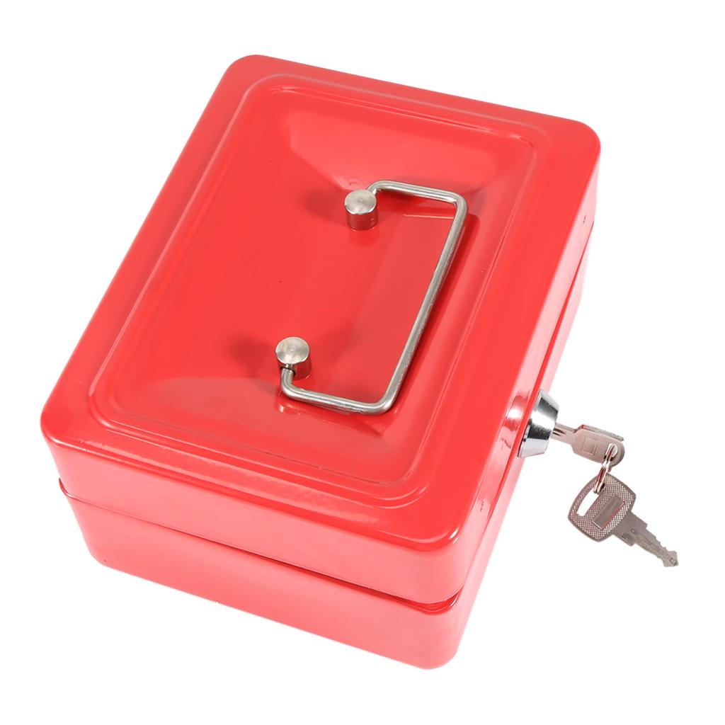 1Pc Mini Tragbare Eisen Petty Abschließbar Bargeld Geld Münze Sicher Sicherheit Box Haushalt (rot)