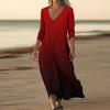 Dresses For Womens Vintage Print Tunic Waisted Midi Dress Summer Casual  3/4 Sleeve Dress