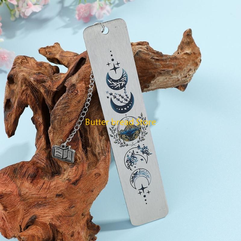 W89C Inspirational Bookmarks Pendant Bookmarks Metal Book Mark Book Page Divider Present for Teacher Book Lover Student