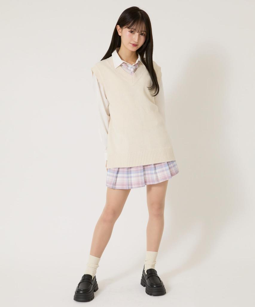 WEGO School Solid Knit High Classic Everyday Size F Vest, Vest, Uniform, Student, School, Simple, School, Sweater, Gift, Present, Wear, Spring,