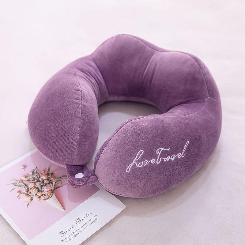 

Cozy Plush U-shaped Neck Pillow With Pp Cotton Filling Perfect For Office Naps And Travel темно-фіолетовий колір