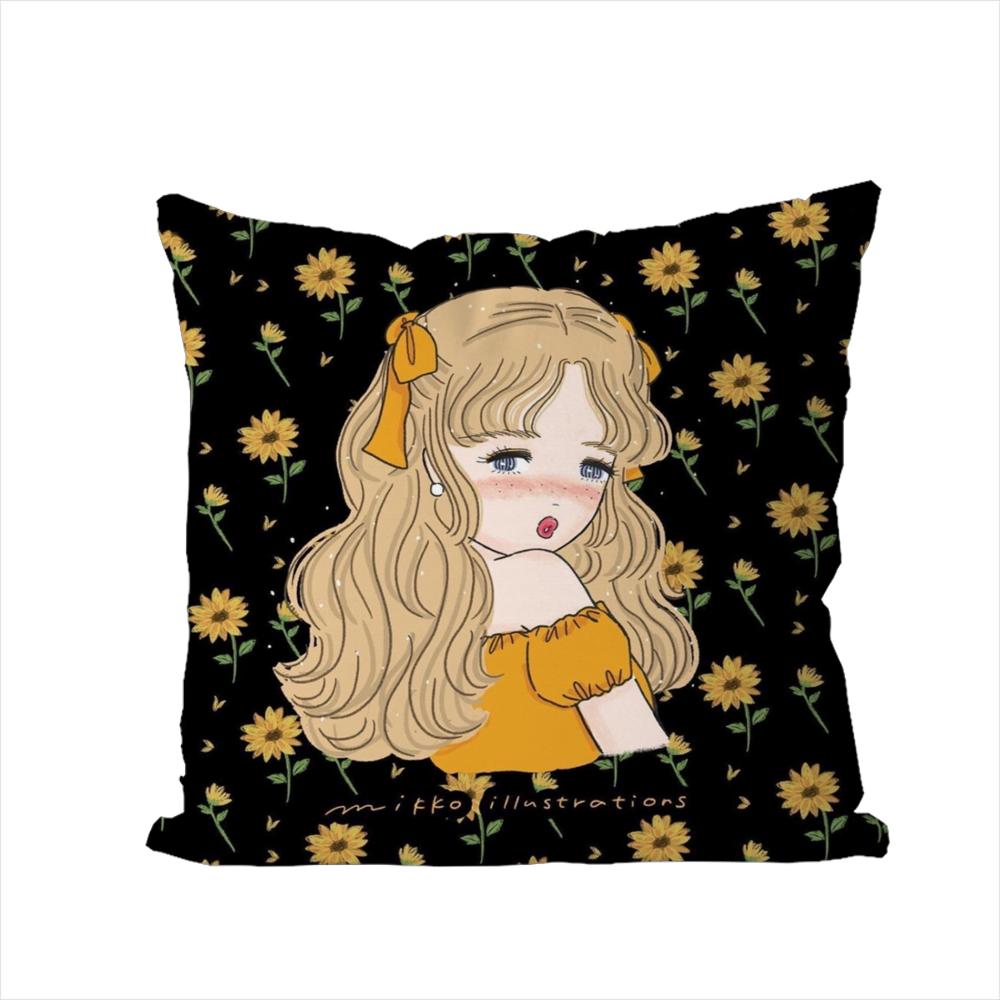 Mikko Illustrations Pillow Case For Car Sofa Decorative Home Doublesided Print Plush Square Throw Pillow Cushion Cover
