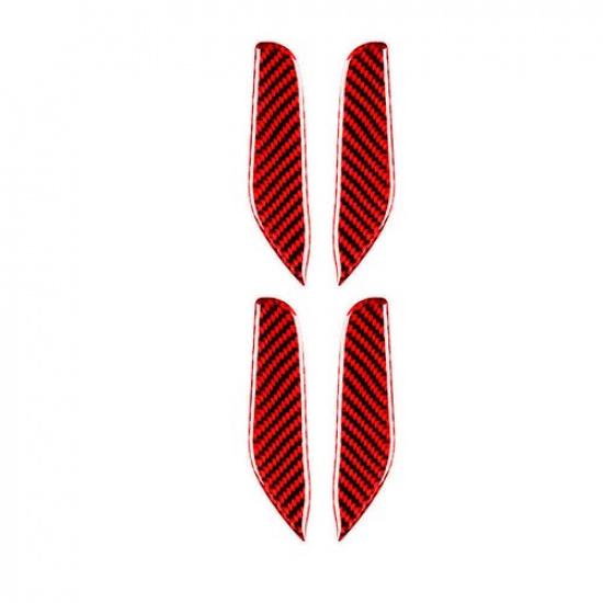 4pcs Red Carbon Fiber Inner Door Bowl Cover Trim For Porsche Taycan -