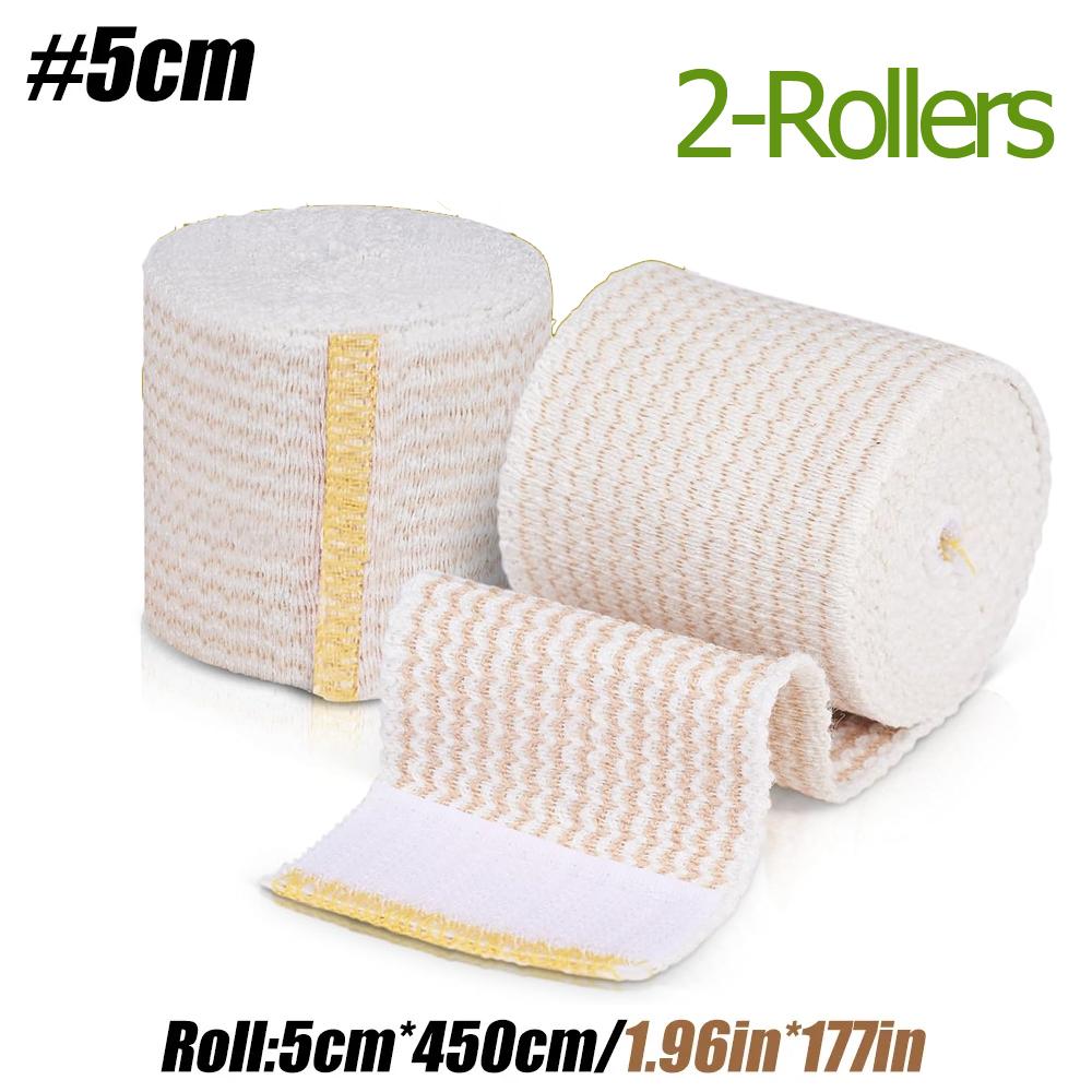2Rolls Premium Elastic Bandage Wrap,Cotton Latex Free Compression Bandage Wrap With Self-Closure, Support & First Aid For Sports