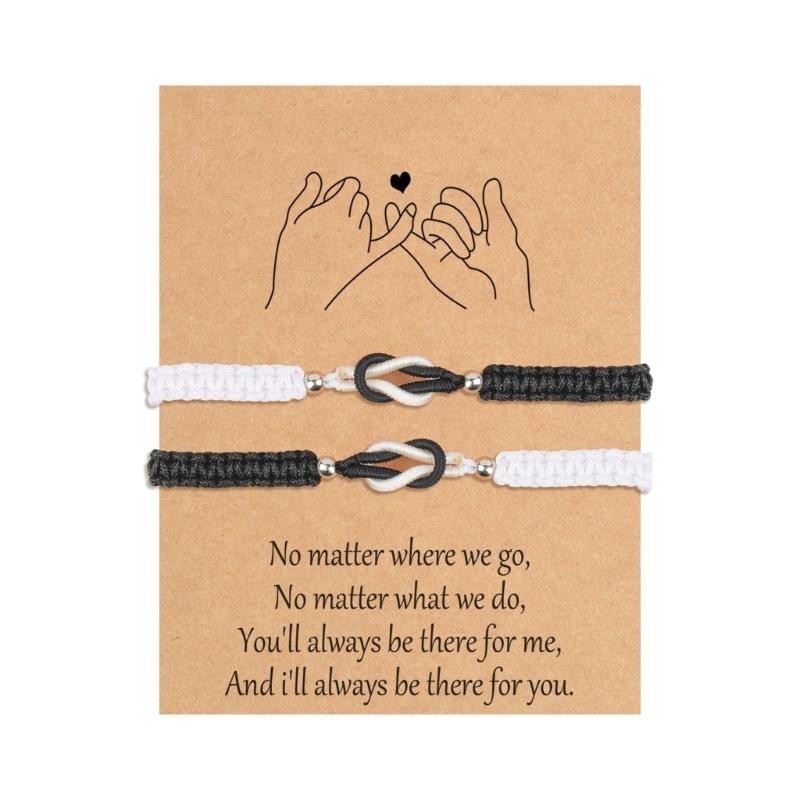 Elegant Matching Couple Bracelet With Adjustable Knot Braided Cord Handchain Jewelry Perfect For Anniversaries