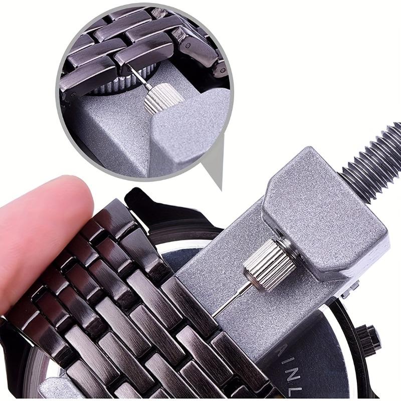 Silvery Metal Watch Band Strap Bracelet Link Pin Remover Tool Kit with 3pcs Needles, Adjustable Watch Repair Tool, No Power Required
