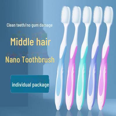 Soft Bristle Nano Toothbrush with Interdental Brush & Detachable Head for Family Use