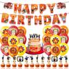 Fireman Sam Birthday Party Set – 32Pcs Flag, Cake Topper & Balloons for Kids