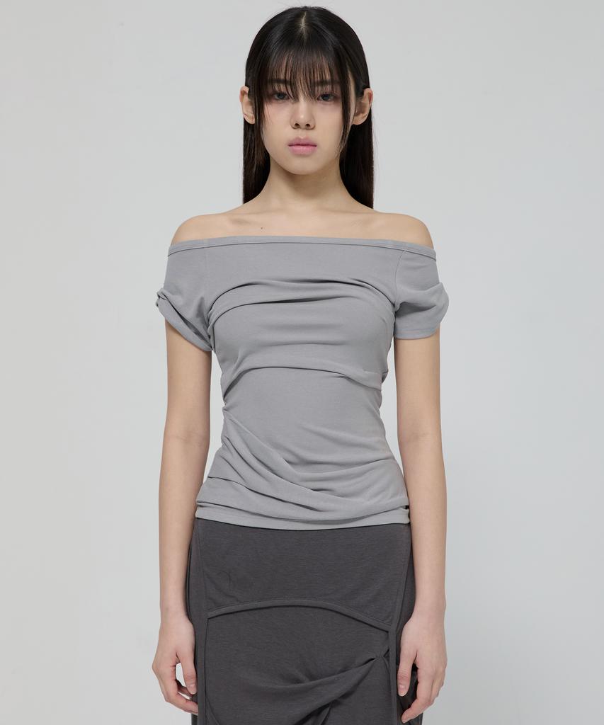 Peulleeoeob Draped Top (Fl-130_Gray)