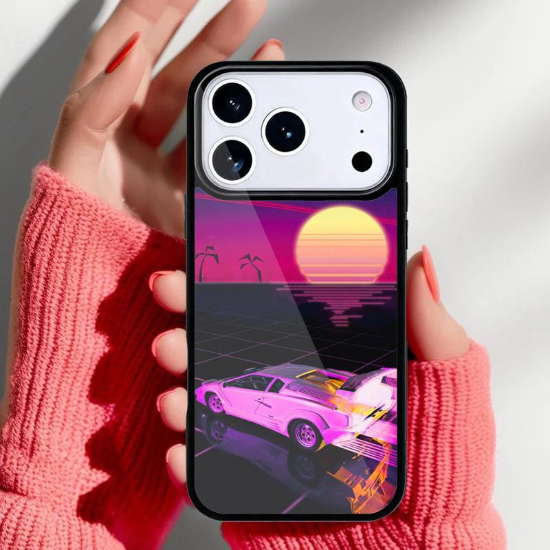 Synthwave 80's Retro Neon Phone Case for iPhone 17 Air 16e 15 14 13 Pro Max Back Cover for 12 11 Pro Coque