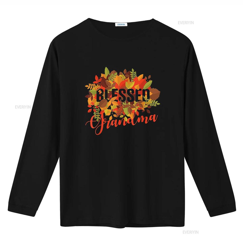 Fall Autumn for Women Blessed Grandma Design with Saying T Shirt Black vintage Washed Stretched homme Unisex Stylish