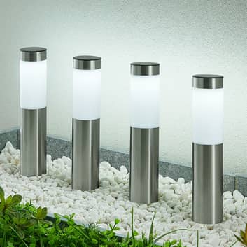 TG45633 SOLAR GARDEN LAMP LED LAMP HIT ON POST SOLAR GROUND INOX silver