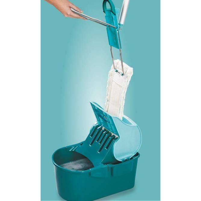 Set lave sol avec seau essoreur Leifheit Profi Compact 55092, balais a plat serpilliere 42cm avec housse idéal pour tous sols lisses