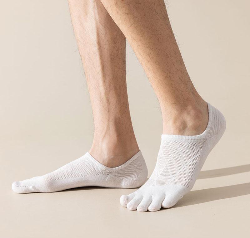 NEW Running Men's Open Toe Socks Elastic Short Solid Cotton Sweat-absorbing Man Five Finger Invisible Low Cut Boat Ankle Sock
